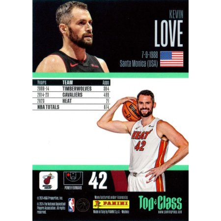 2023-24 PANINI NBA Top Class - #238 - Kevin Love - Miami Heat - Master Class